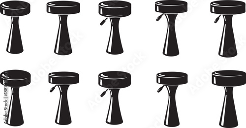 Set of black djembes on white background illustration