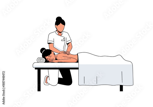 Woman Receiving a Back Massage from a Therapist on a Massage Table