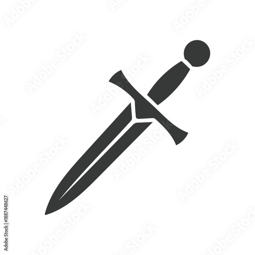 Simple black and white illustration of a medieval dagger or sword