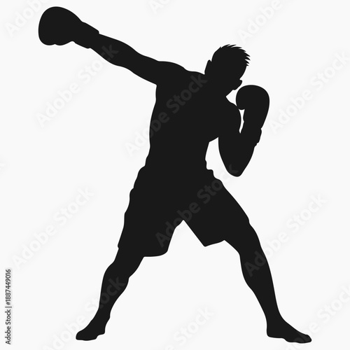 black silhouette of a boxer throwing jab
