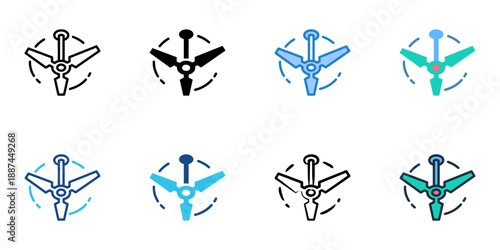 Ceiling fan icons set multiple style collection. Editable stroke 
