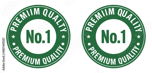 No 1 premium quality logo stamp, green star quality emblem, professional vector design for branding labels banners and marketing graphics.