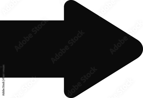 Black rightward arrow icon centered on white background with vertical gray strip, ideal for signage, navigation, user interface, or instructional design