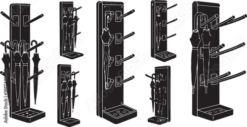 Collection of various sword and dagger display stands