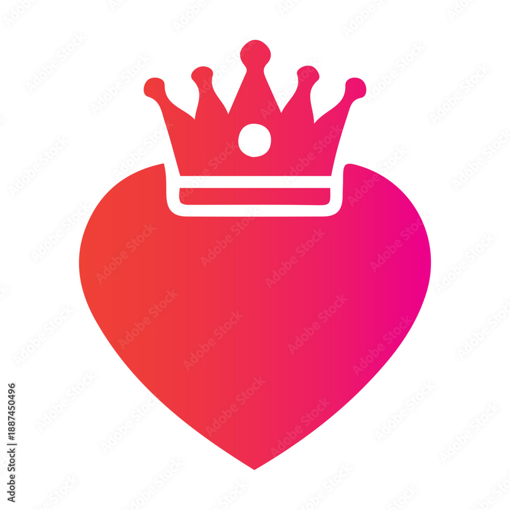 Obraz premium Royal Heart Icon with a Crown - Symbolizing Love, Royalty, and Affection