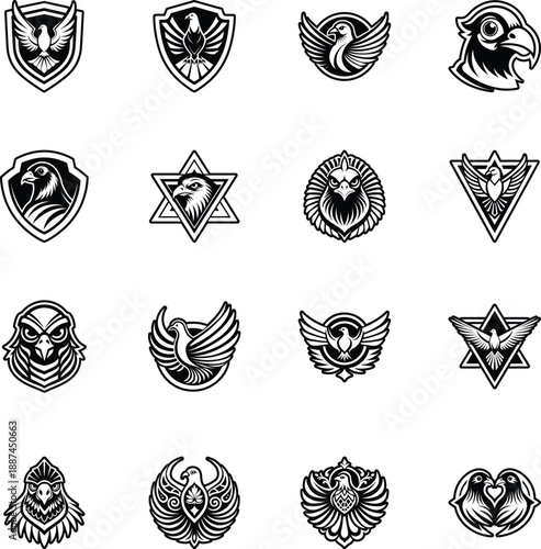 Pack of Glyph Style Pigeon Bird Icons 


