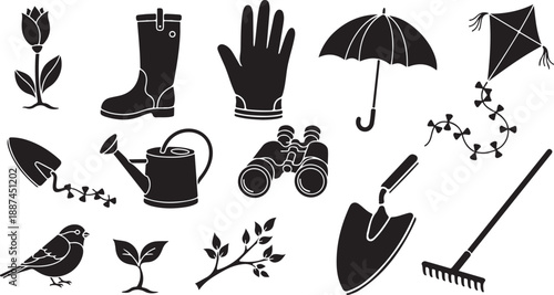 Gardening tools and accessories for outdoor activities and nature