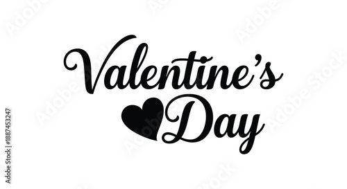 The image showcases elegant black calligraphy spelling out valentine s day with a small heart accent high quality professional