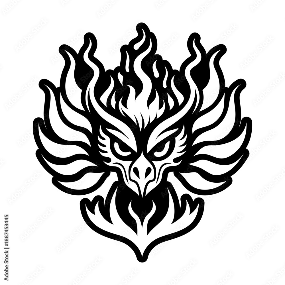 Fototapeta premium Glyph Style Phoenix Bird Logo
