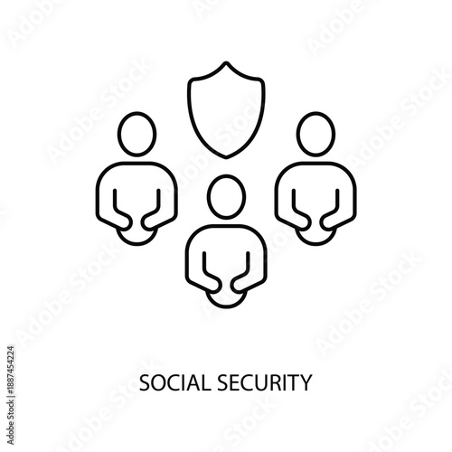 social security concept line icon. Simple element illustration. social security concept outline symbol design.