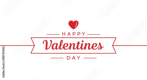 A simple valentine s day graphic features a red heart with the text happy valentines day in red script