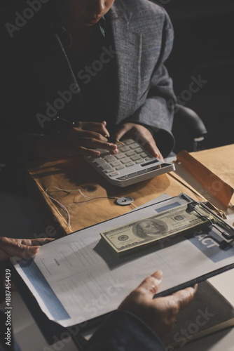 Businesswoman and Male lawyer or judge consult and conference having team meeting with client at law firm in office, Law and Legal services concept