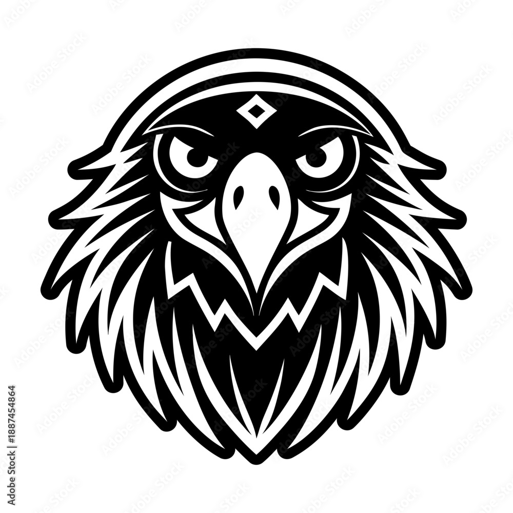 Fototapeta premium Glyph Style Raven Bird Logo