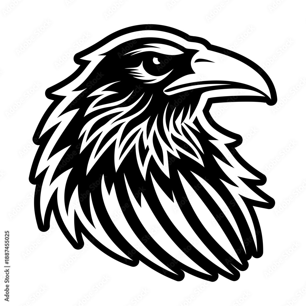 Fototapeta premium Glyph Style Raven Bird Symbol