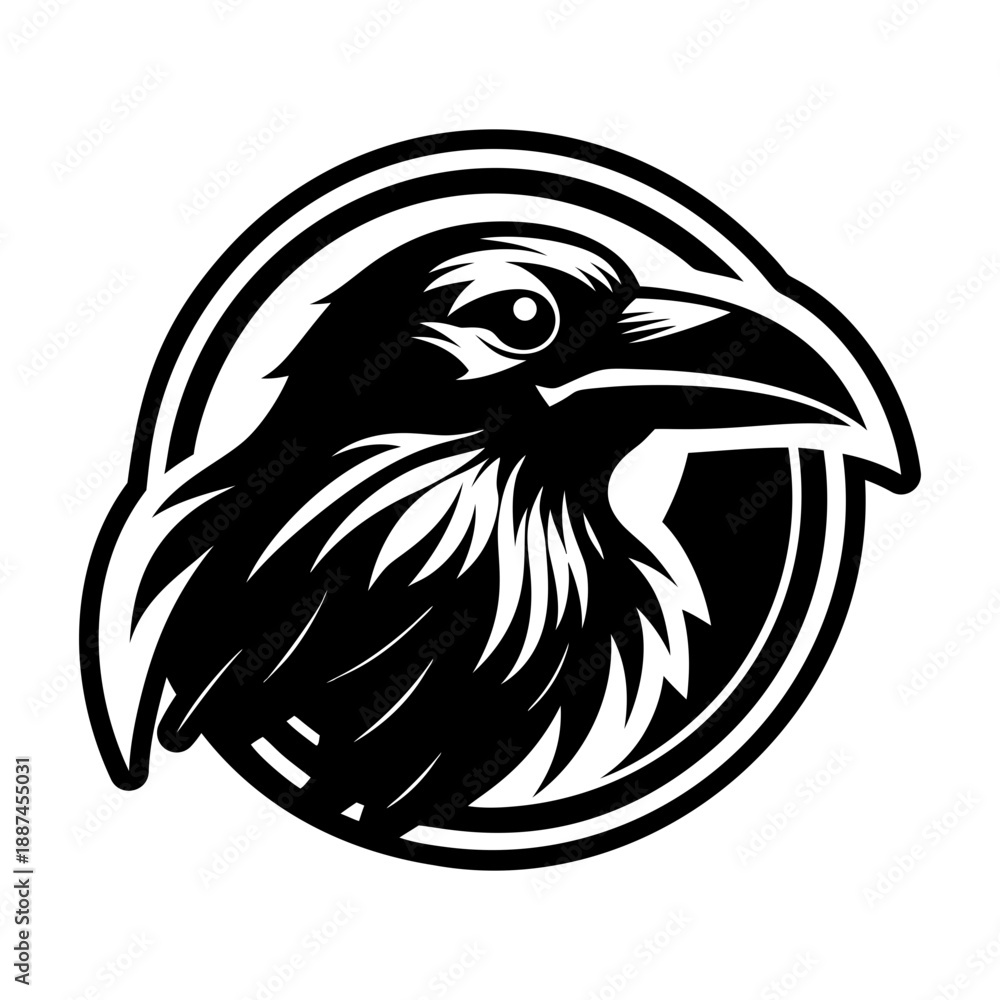Fototapeta premium Glyph Style Raven Bird Symbol