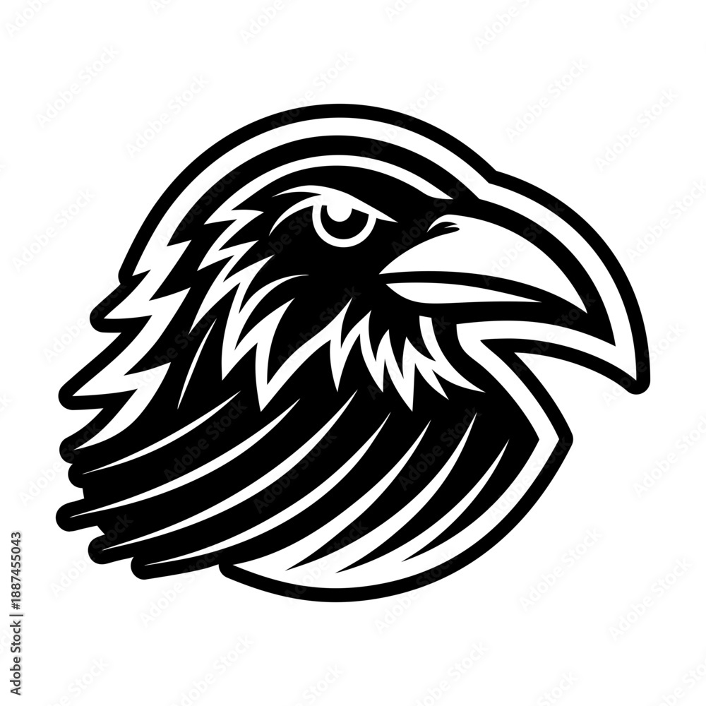 Obraz premium Glyph Style Raven Bird Symbol