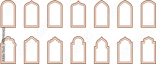 “Arabian Islamic Door & Window Arch Outline Vector Set”