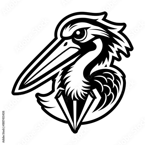Glyph Style Stork Bird Symbol