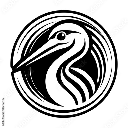 Glyph Style Stork Bird Symbol