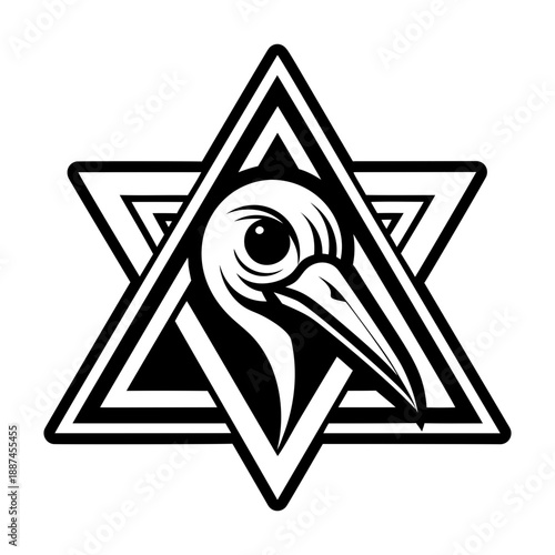 Glyph Style Stork Bird Symbol