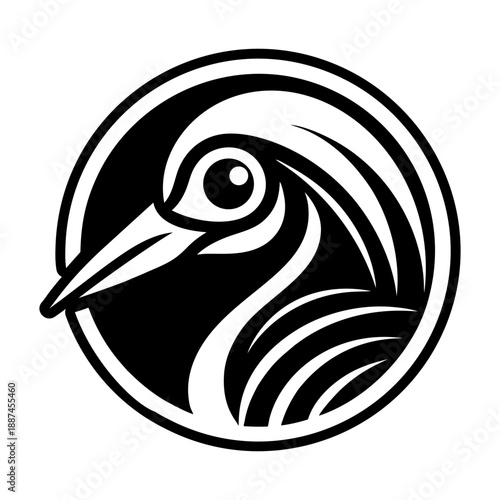 Glyph Style Stork Bird Symbol