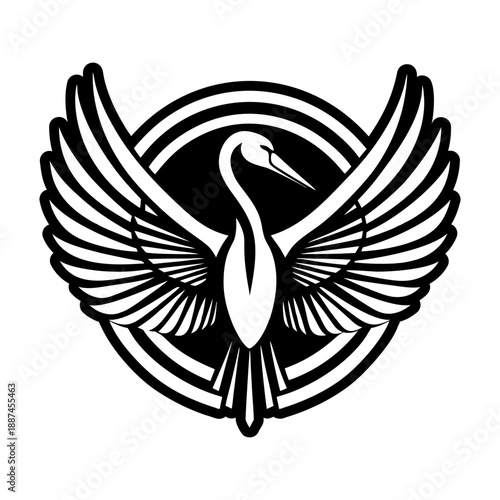 Glyph Style Stork Bird Symbol