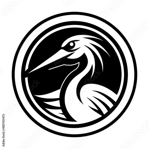 Glyph Style Stork Bird Symbol