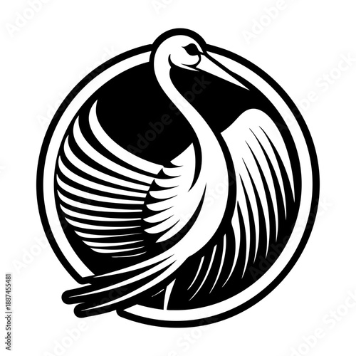 Glyph Style Stork Bird Symbol