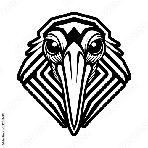 Glyph Style Stork Bird Symbol