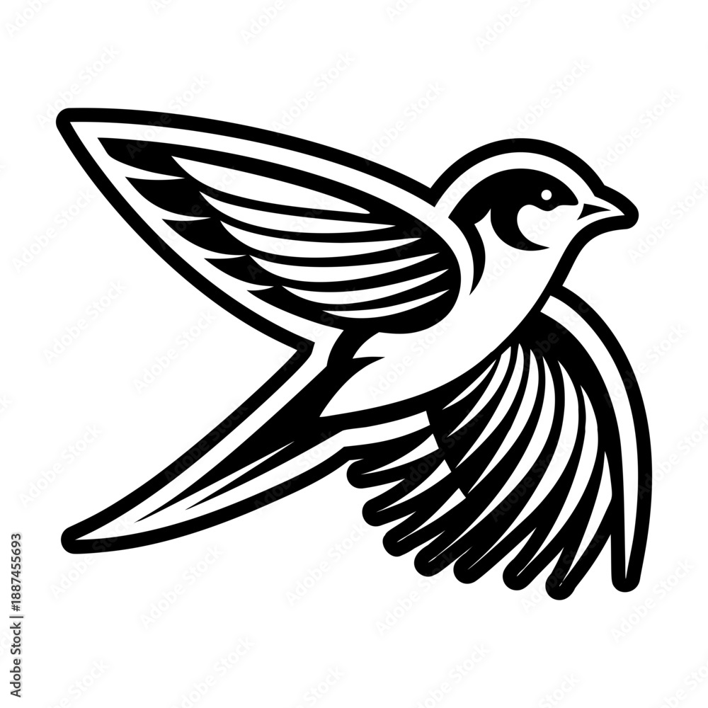Obraz premium Glyph Style Swallow Bird Logo