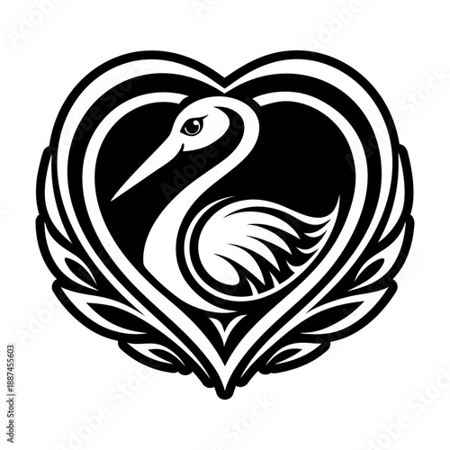 Glyph Style Stork Bird Logos
