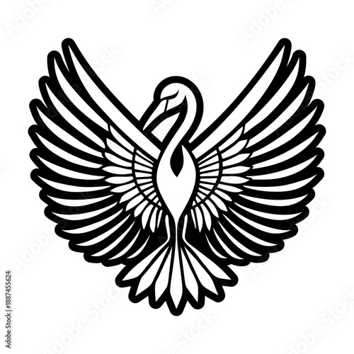 Glyph Style Stork Bird Logos