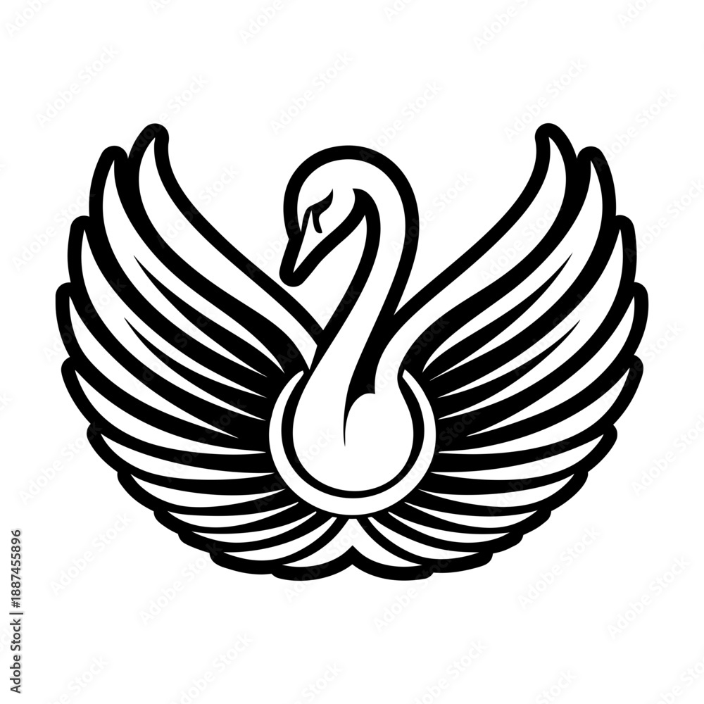Fototapeta premium Glyph Style Swan Bird Logo