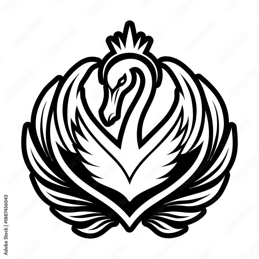 Obraz premium Glyph Style Swan Bird Symbols 