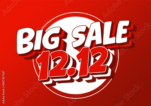 Red and white graphic with Big Sale 12.12 text in bold letters