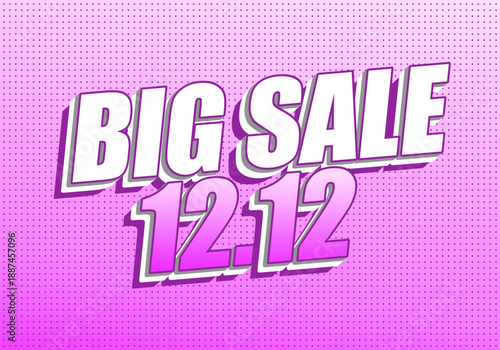 Promotional graphic with Big Sale 12.12 text on pink dotted background.