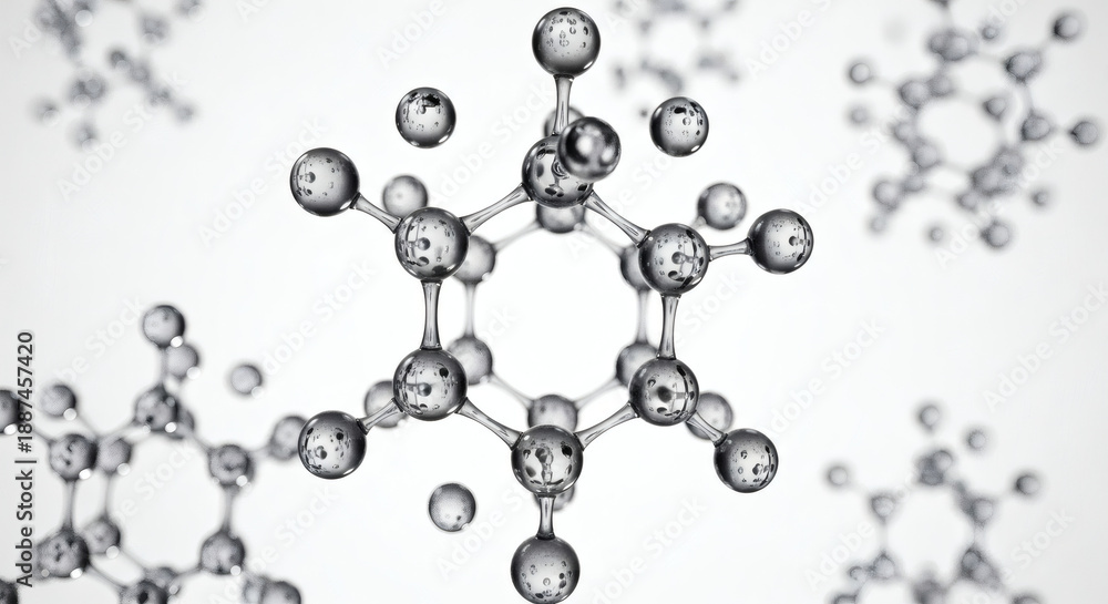 Fototapeta premium Molecular structure model with glass beads on rods and wires