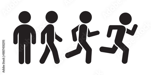 Stick Man Movement Vector Icon Human Action Progress Walking Running Symbol