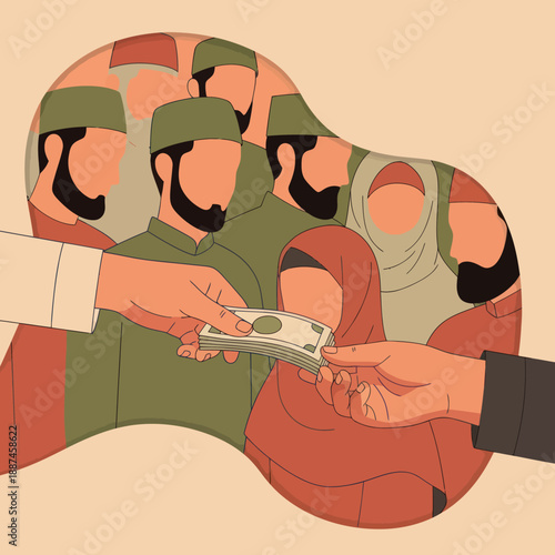 Handing Over Cash to Military Personnel.