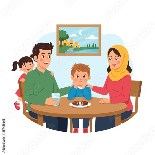Family Having Breakfast Together at Home.