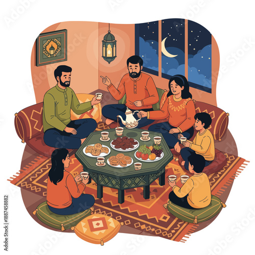 Family Gathering During Ramadan Dinner Time.