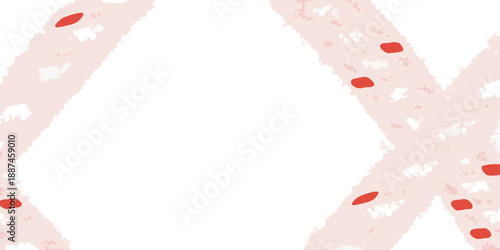 Abstract background with red and pale pink brushstroke patterns on white