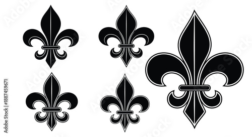 Elegant fleur de lis designs presented as black shapes a striking silhouette
