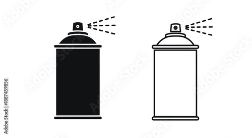 Two spray paint cans one filled and one empty in black silhouette