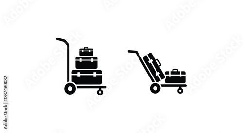 Luggage carts and suitcases a minimalist travel illustration silhouette