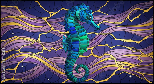 Stained Glass Seahorse Mosaic Art