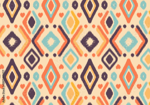 Knitting seamless patterns. Geometric knitted yarn pattern design for wrapping, fabric pattern. Colorful textile and silk pattern for background, wallpaper. Asia knitted fabric pattern for decoration.