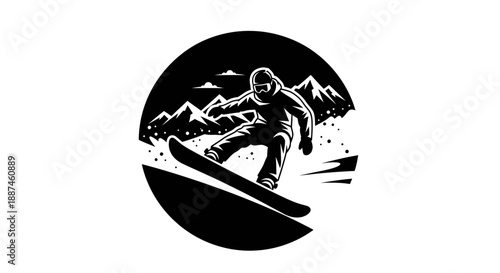 Snowboarder performing a trick on a snowy mountain slope.