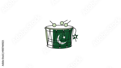 Pakistan Flag in Trash Can, Symbolizing Disrespect, Isolated on White and Simple Line Art