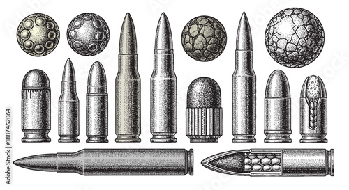 Bullets. Vintage woodcut engraving style vector illustration